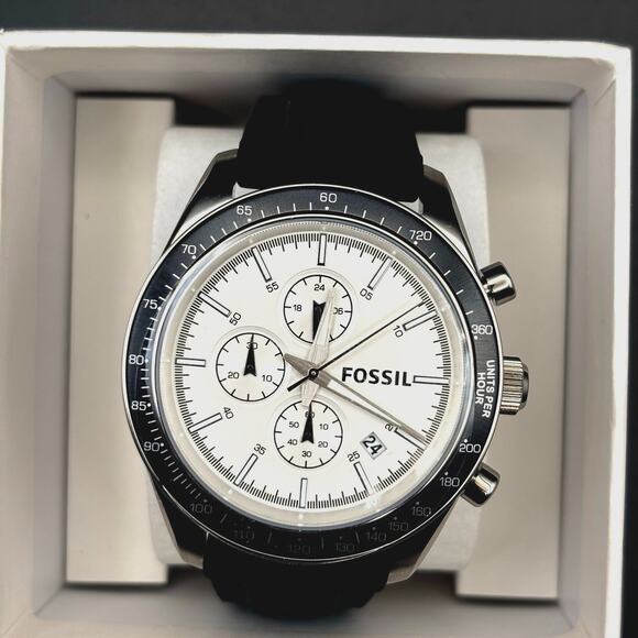 Fossil Autocross BQ2068 Mens Chronograph Stainless Steel Black Silicone Strap - Picture 12 of 17